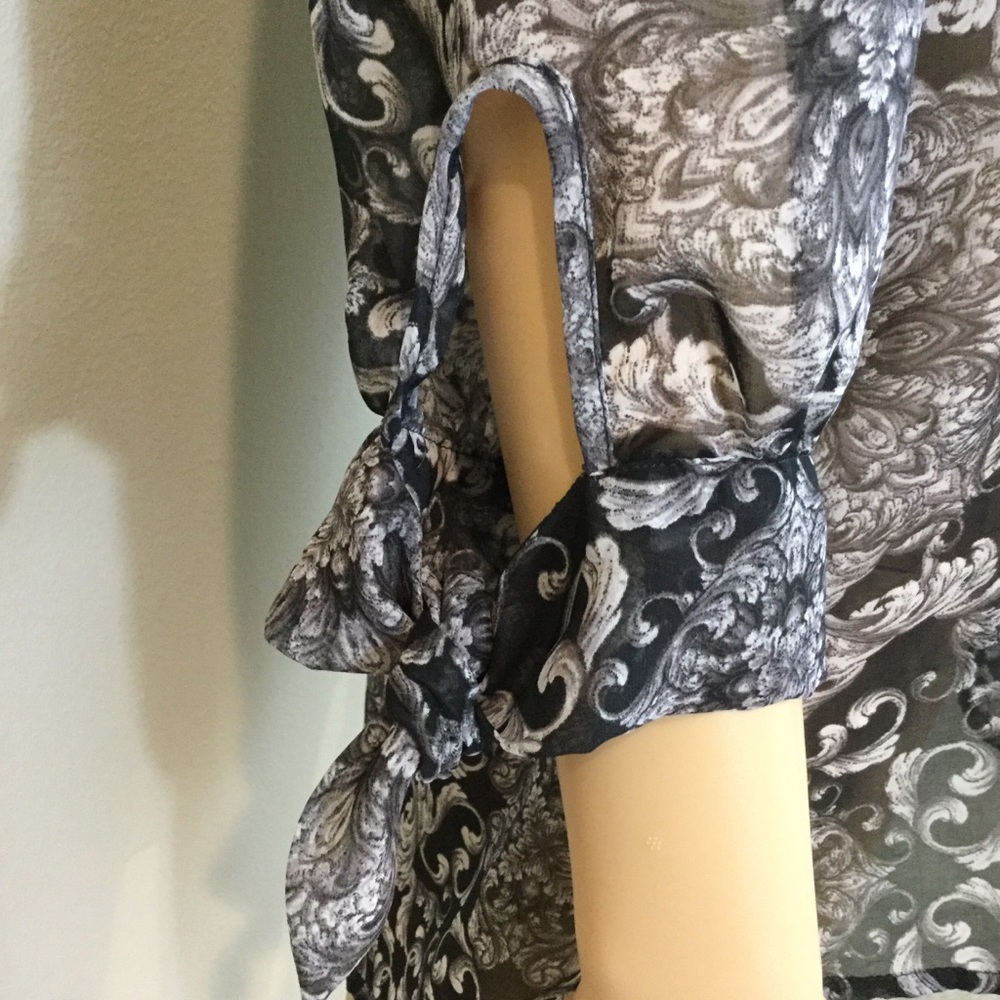 Bobeau Baroque Print Sheer Chiffon Blouse - Picture 2 of 6